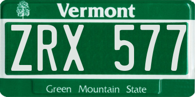 VT license plate ZRX577