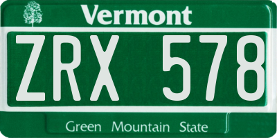 VT license plate ZRX578