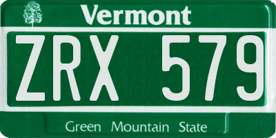 VT license plate ZRX579