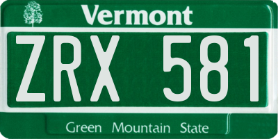 VT license plate ZRX581