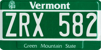 VT license plate ZRX582