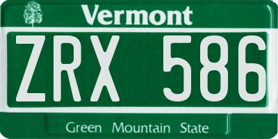 VT license plate ZRX586