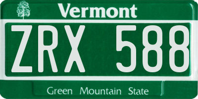 VT license plate ZRX588
