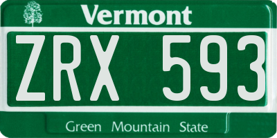 VT license plate ZRX593