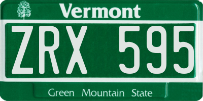 VT license plate ZRX595