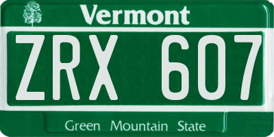 VT license plate ZRX607