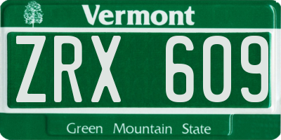 VT license plate ZRX609