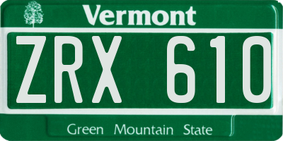 VT license plate ZRX610