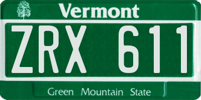 VT license plate ZRX611