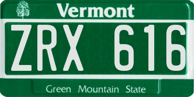 VT license plate ZRX616