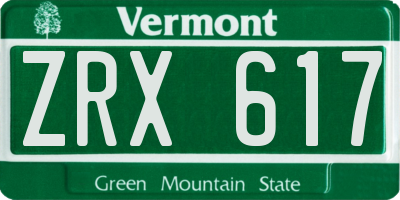 VT license plate ZRX617