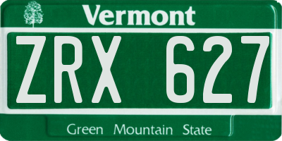 VT license plate ZRX627