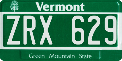 VT license plate ZRX629