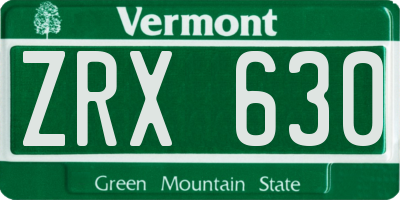VT license plate ZRX630