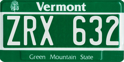 VT license plate ZRX632