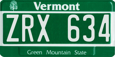 VT license plate ZRX634