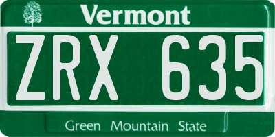 VT license plate ZRX635