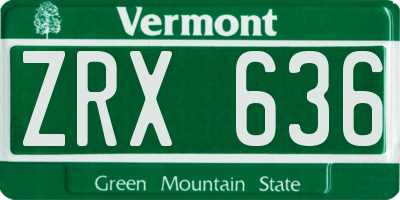 VT license plate ZRX636