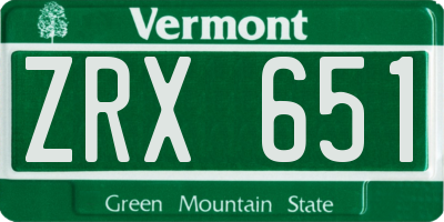 VT license plate ZRX651