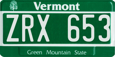 VT license plate ZRX653