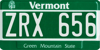 VT license plate ZRX656