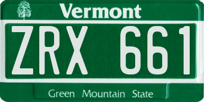 VT license plate ZRX661