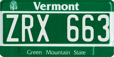 VT license plate ZRX663