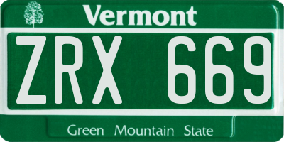 VT license plate ZRX669