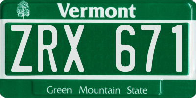 VT license plate ZRX671