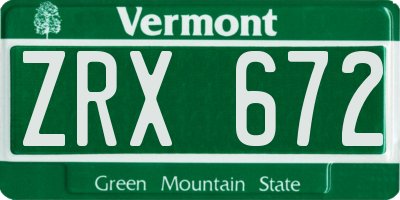 VT license plate ZRX672