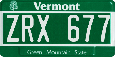 VT license plate ZRX677