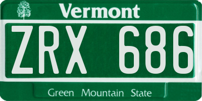 VT license plate ZRX686