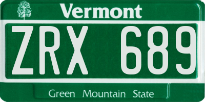 VT license plate ZRX689