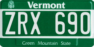 VT license plate ZRX690