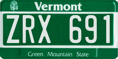 VT license plate ZRX691