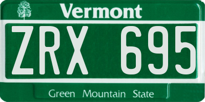 VT license plate ZRX695