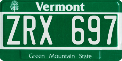 VT license plate ZRX697