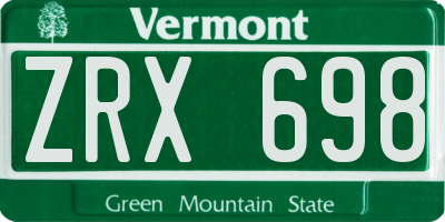 VT license plate ZRX698