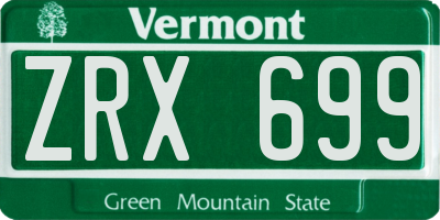 VT license plate ZRX699