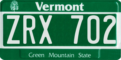 VT license plate ZRX702