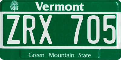VT license plate ZRX705