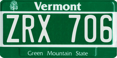 VT license plate ZRX706