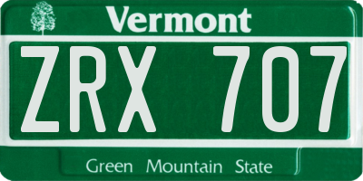 VT license plate ZRX707