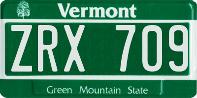 VT license plate ZRX709