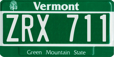 VT license plate ZRX711