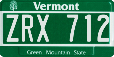 VT license plate ZRX712