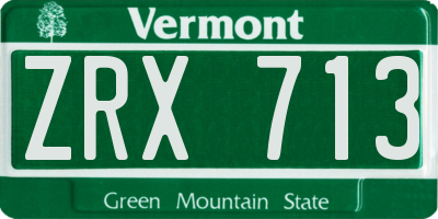 VT license plate ZRX713