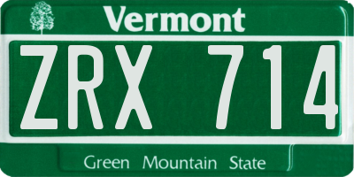 VT license plate ZRX714