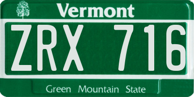 VT license plate ZRX716