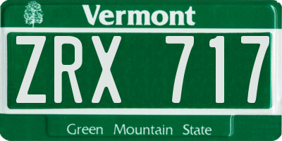 VT license plate ZRX717